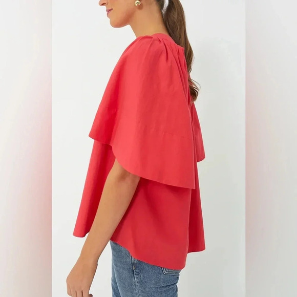 Pomander Place Red Finley Flutter Short Sleeve Top Size XS - Picture 4 of 10